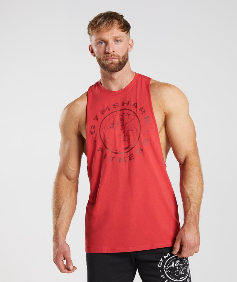 Podkoszulki Gymshark Legacy Drop Arm Męskie Czerwone | PL 692MUC